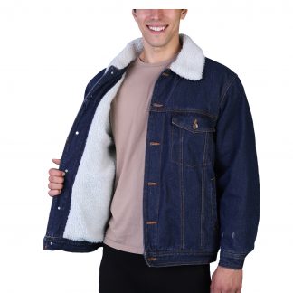 Oscar Jeans Sherpa Lined Denim Trucker Jacket With Sherpa Lined Collar