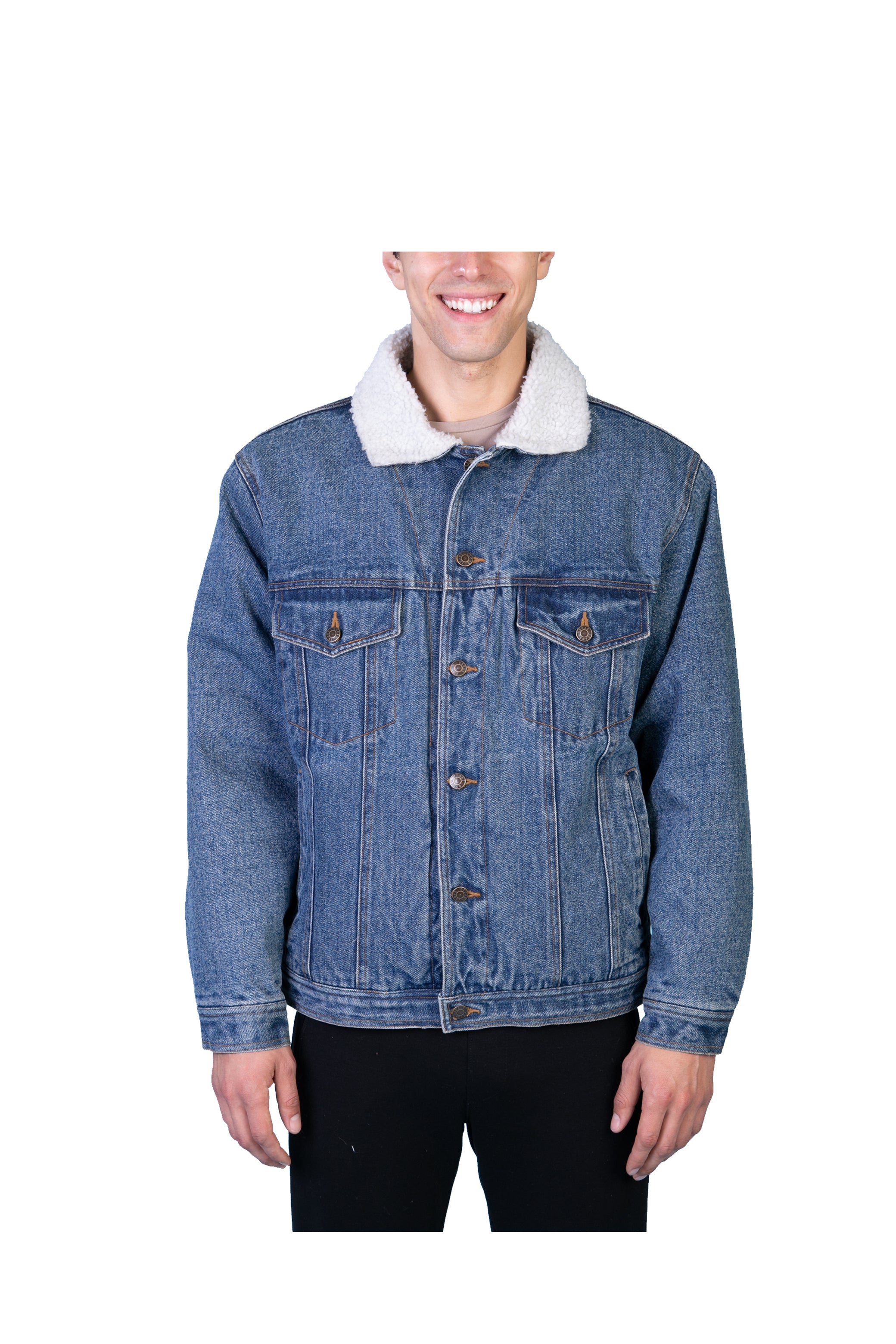 Oscar Jeans Sherpa Lined Denim Trucker Jacket With Sherpa Lined Collar