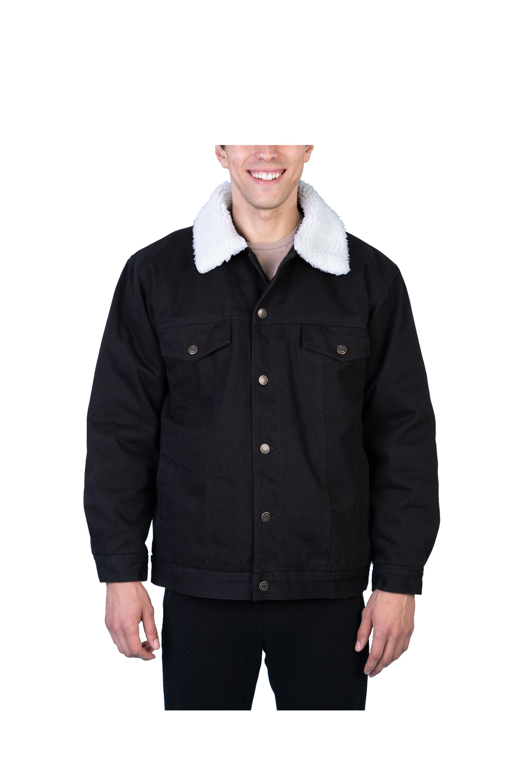Oscar Jeans Sherpa Lined Denim Trucker Jacket With Sherpa Lined Collar