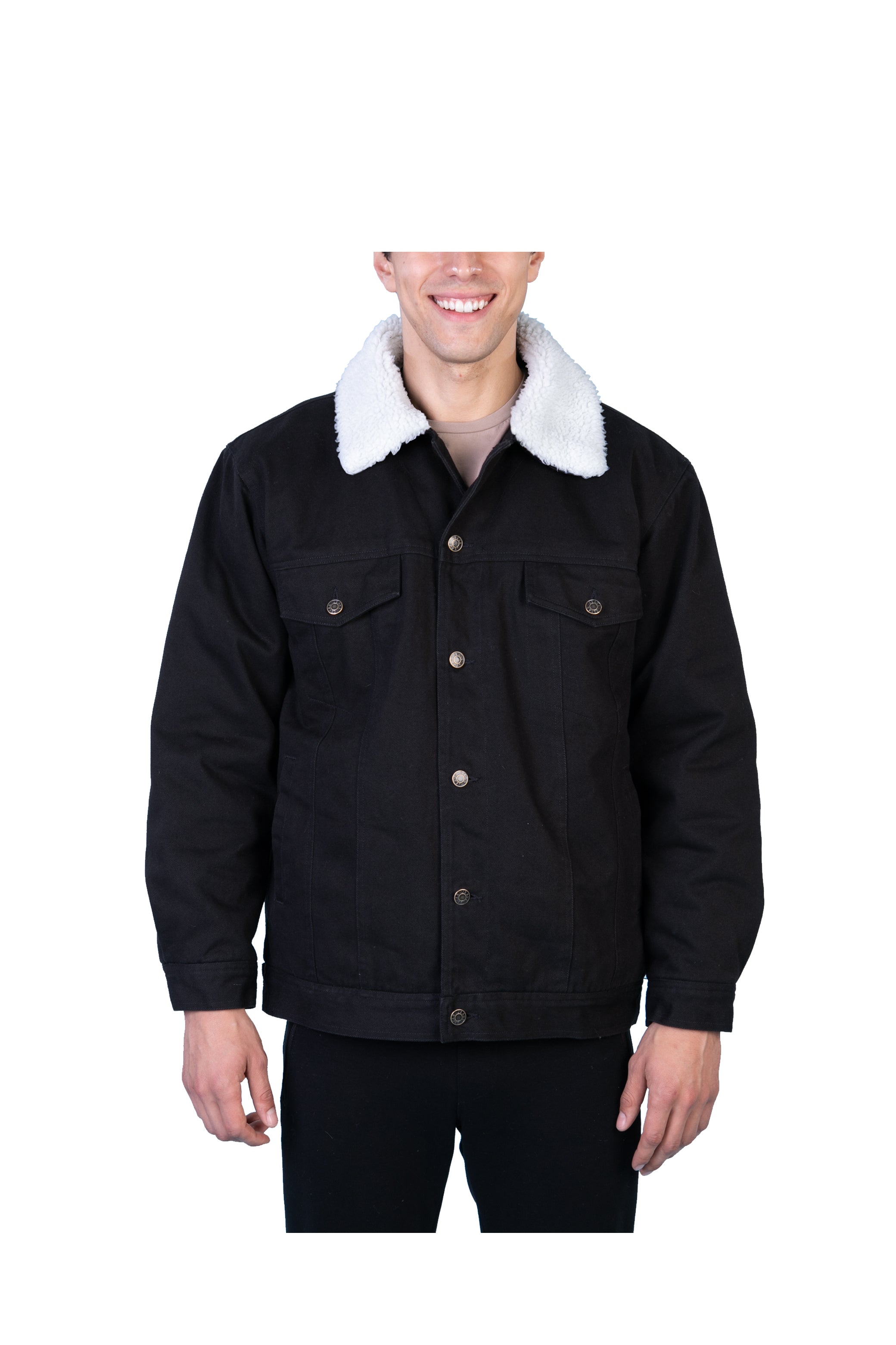 Oscar Jeans Sherpa Lined Denim Trucker Jacket With Sherpa Lined Collar