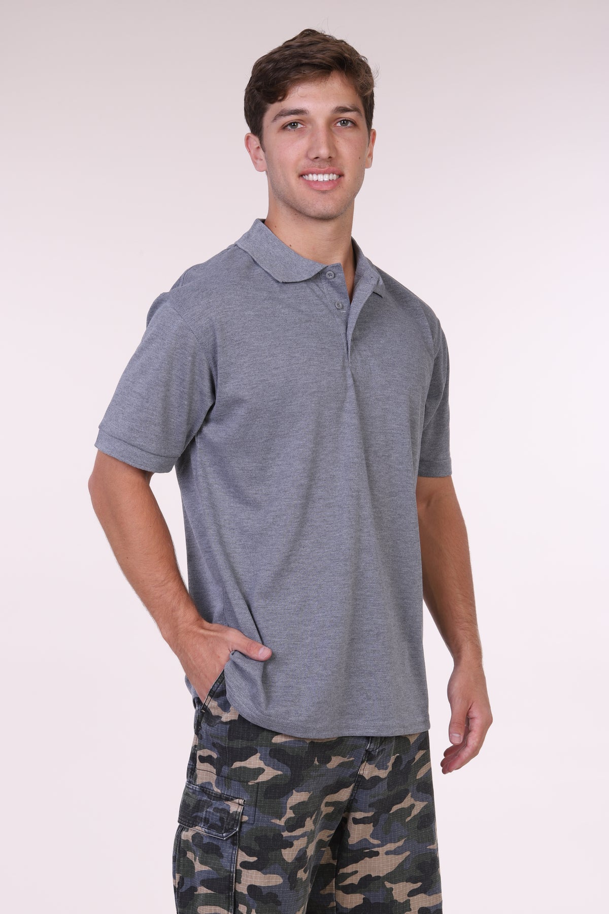 Oscar Sports TC06 classic pique polo shirt in heather gray
