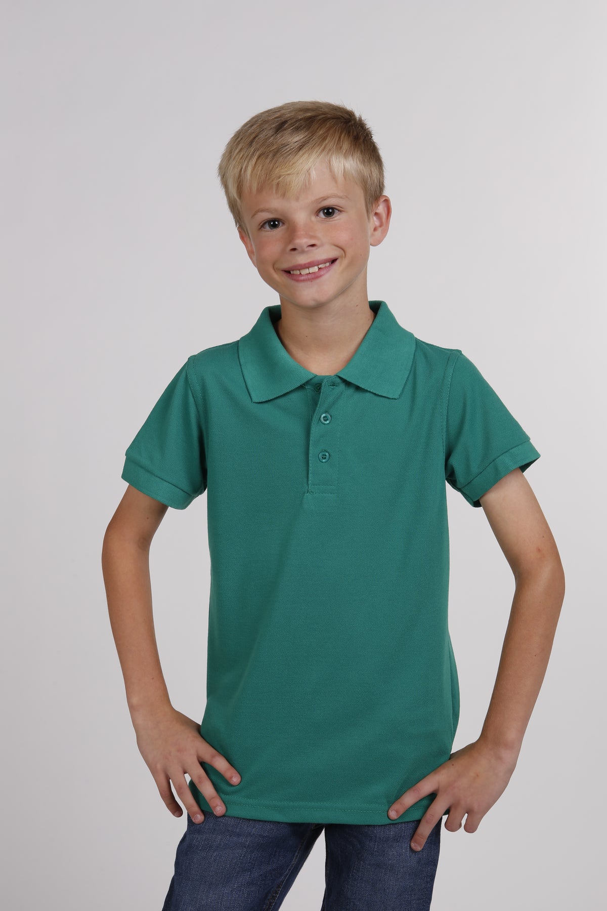 Oscar Sports KC06 kids' pique polo shirt in forest green