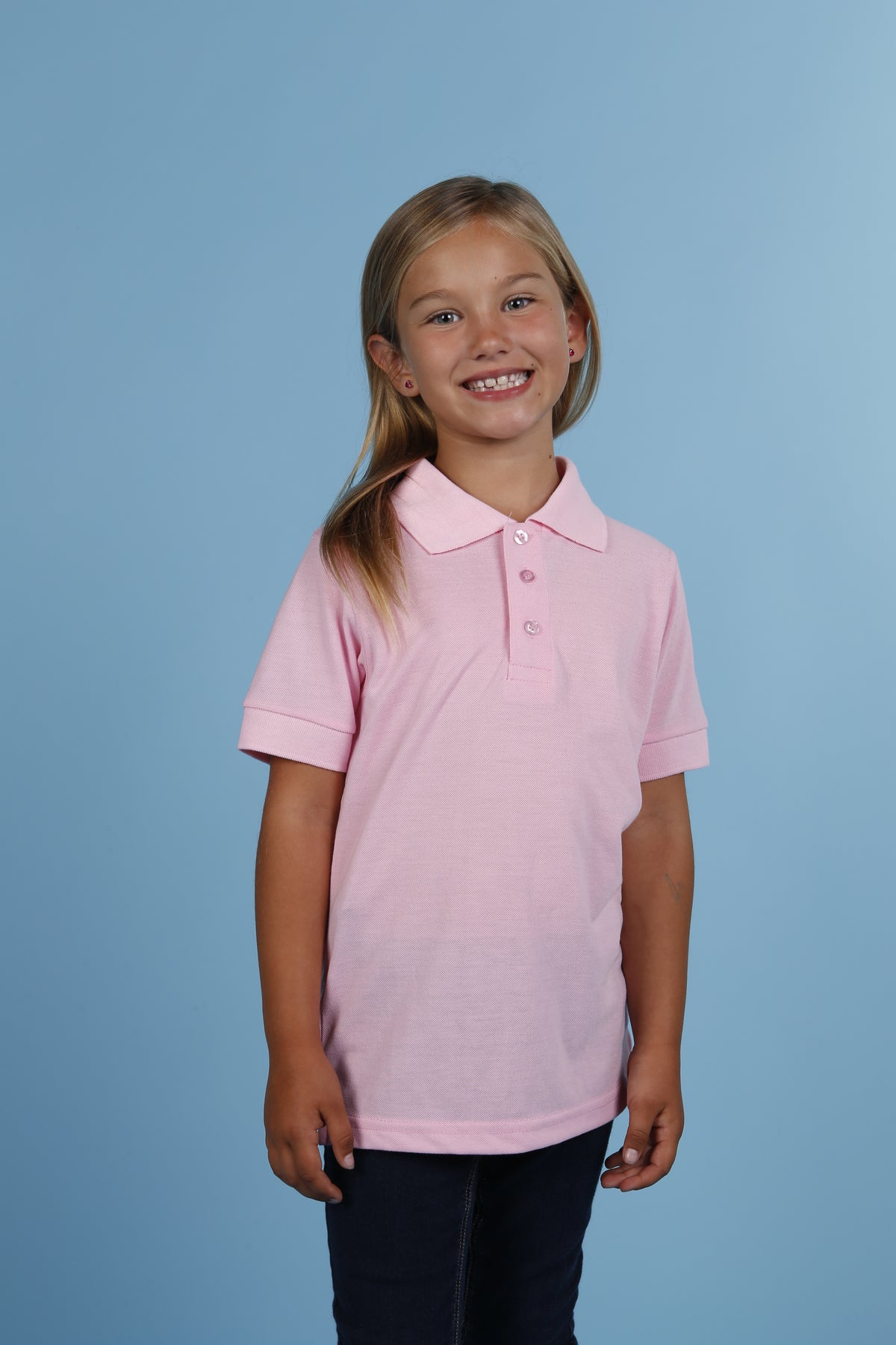 Oscar Sports KC06 kids' pique polo shirt in light pink prepack