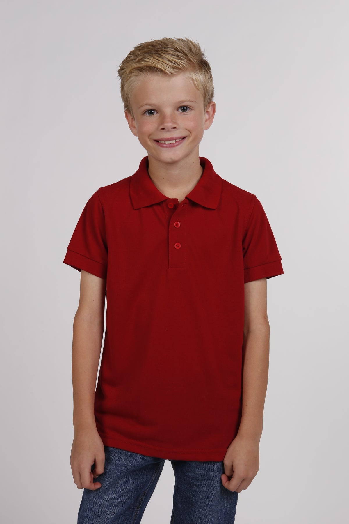 Oscar Sports KC06 kids' pique polo shirt in red prepack