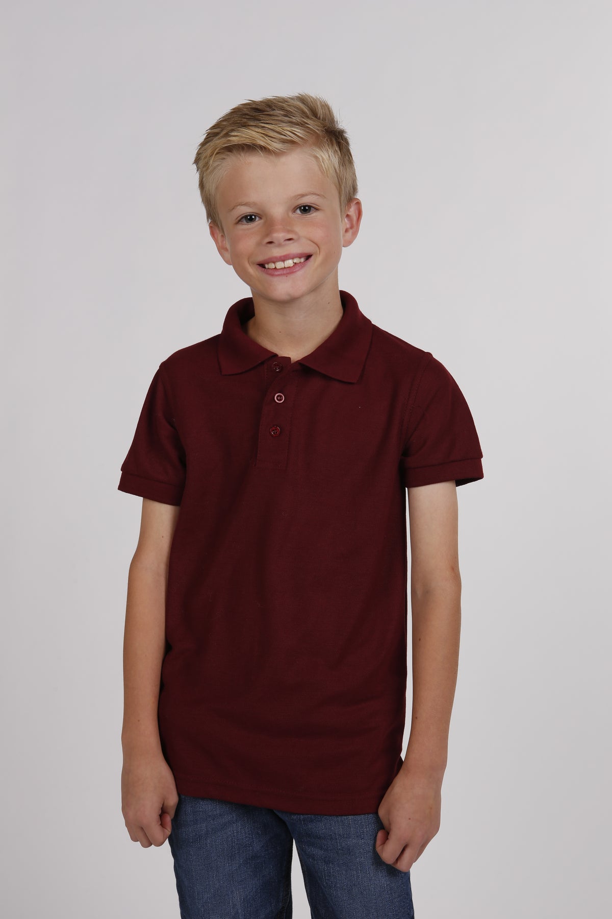 Oscar Sports KC06 kids' pique polo shirt in wine prepack