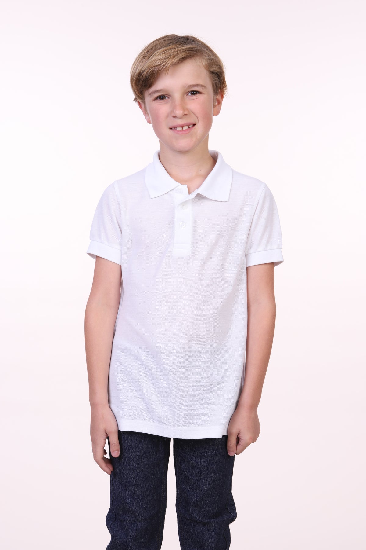 Oscar Sports KC06 kids' school uniform polo shirt in white prepack