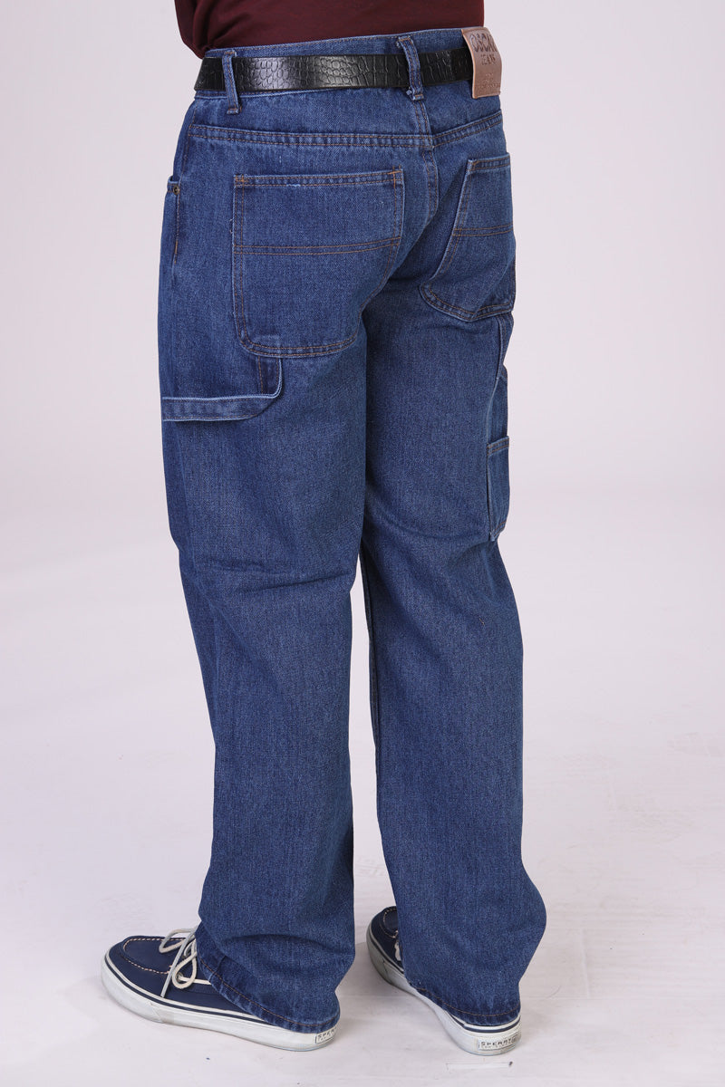 Oscar Jeans CA8929 carpenter jean pants in stone wash, side view