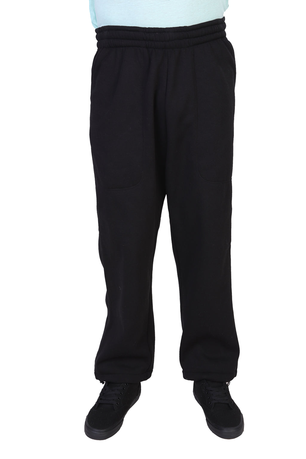 Maxxsel Apparel P0689 men's fleece jogger sweatpants in black, front view on white