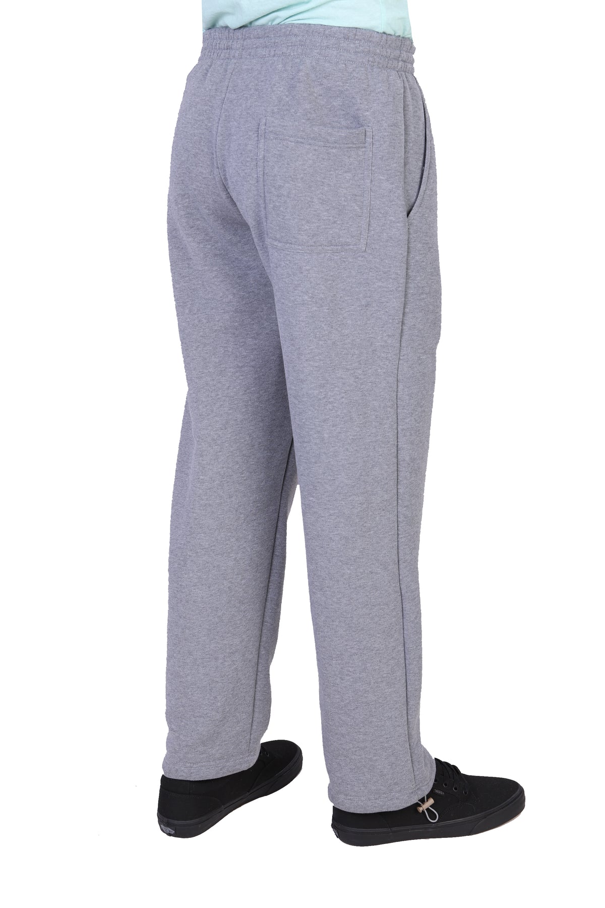 Maxxsel Apparel P0689 men's fleece jogger sweatpants in heather gray, rear side view