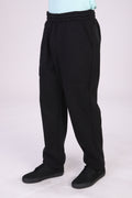 Maxxsel Apparel P0689 men's fleece sweatpants in black, front view prepack