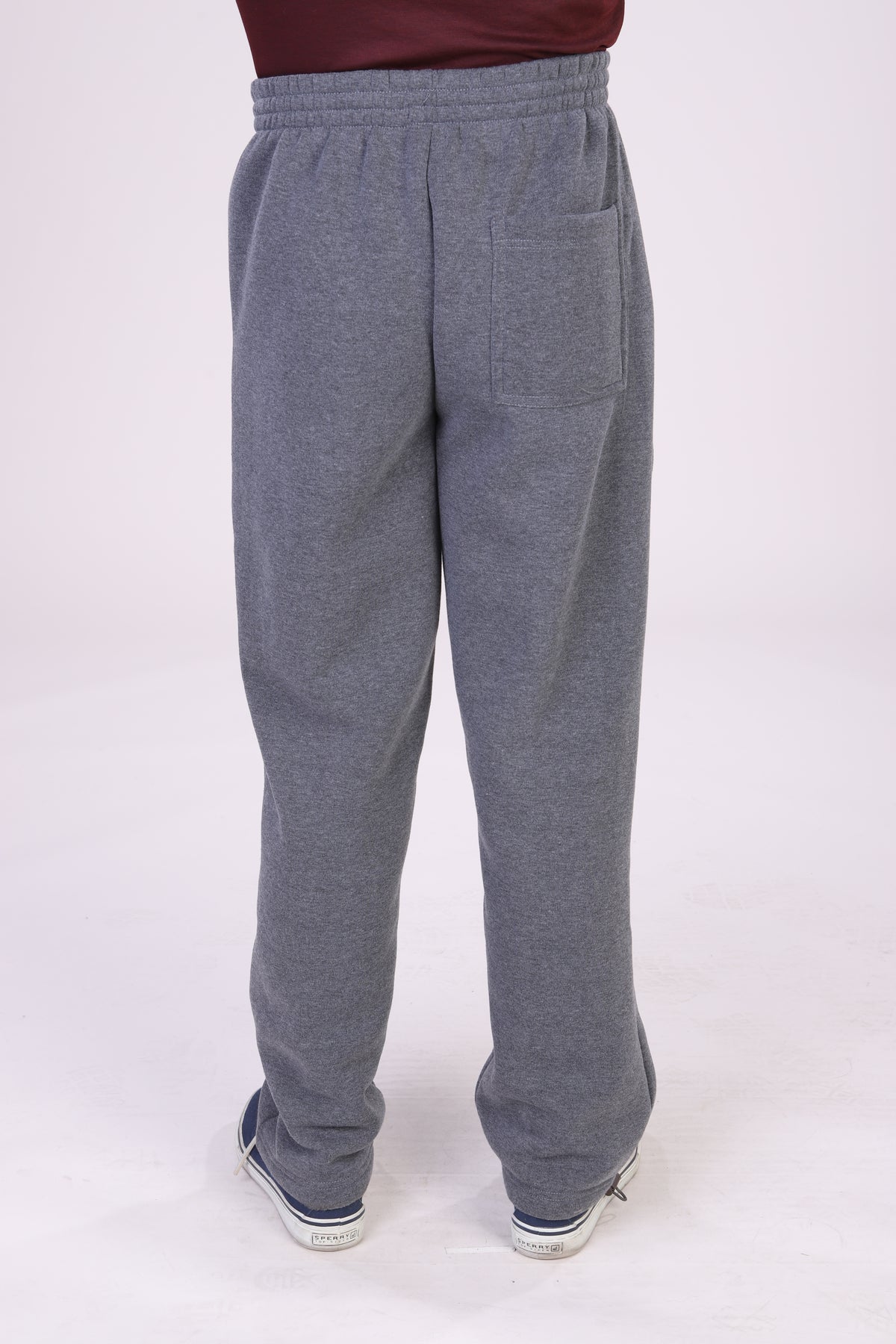 Maxxsel Apparel P0689 men's fleece sweatpants in charcoal, back view prepack