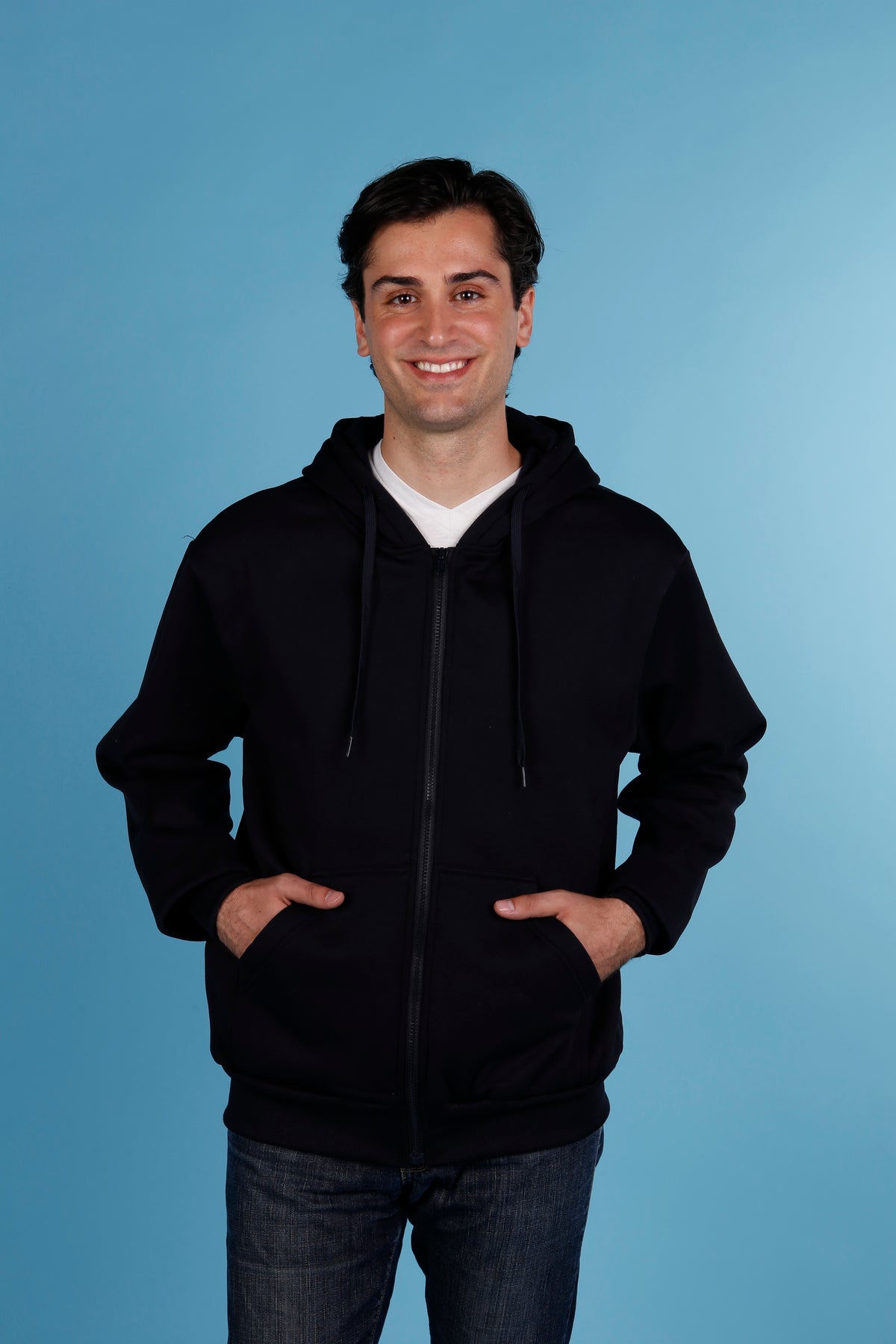 Maxxsel Apparel M1078 men's fleece zip-up work hoodie in black