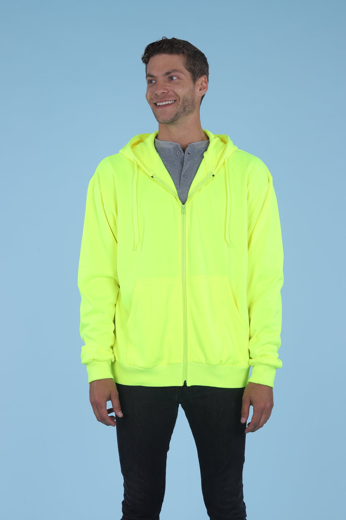 Maxxsel Apparel M1078 men's fleece zip-up work hoodie in yellow prepack