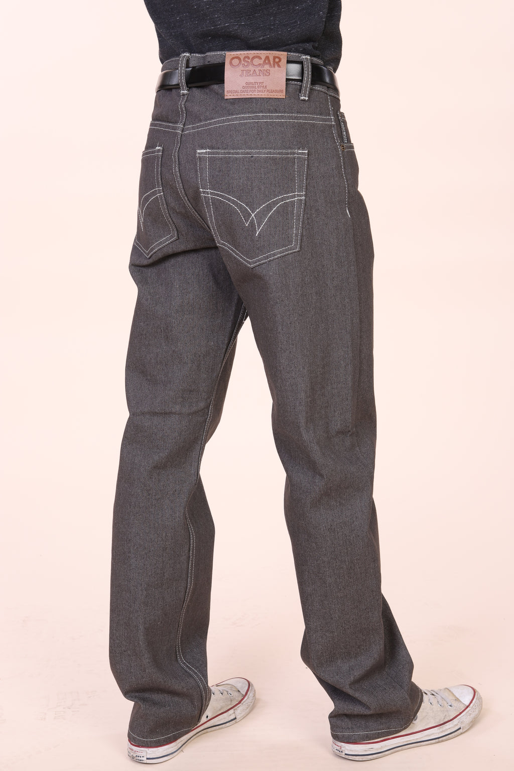 Oscar Jeans CA999 raw denim five-pocket jeans in raw denim brown, detail