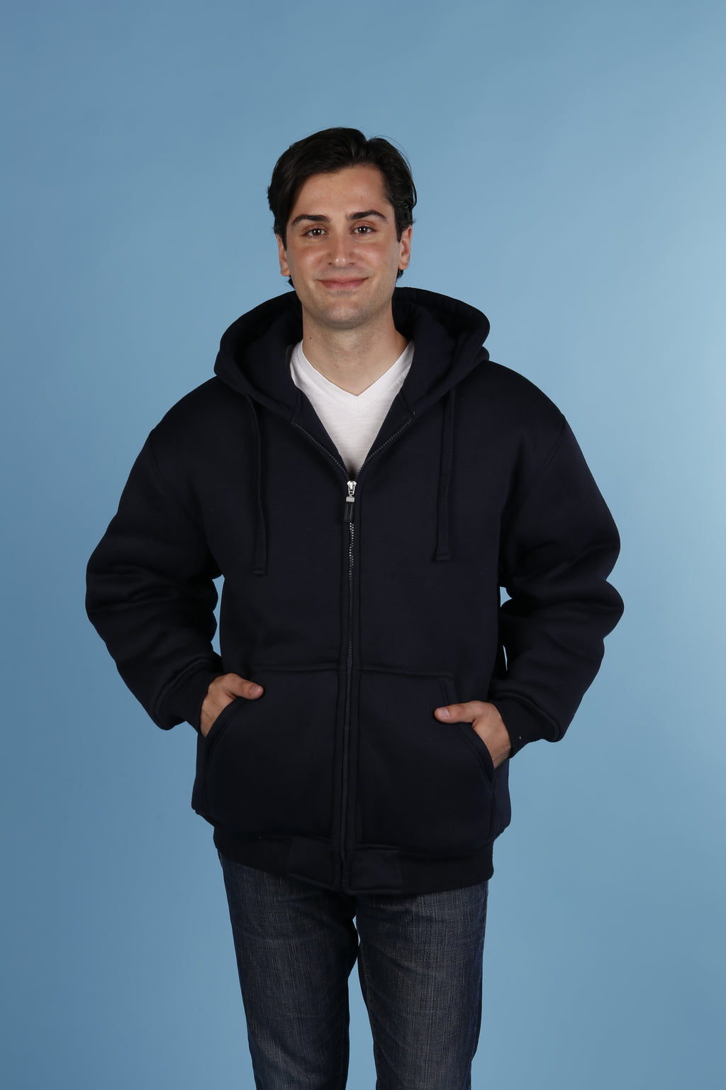 Maxxsel Apparel M1071 men's thermal lined heavy duty work hoodie in navy prepack