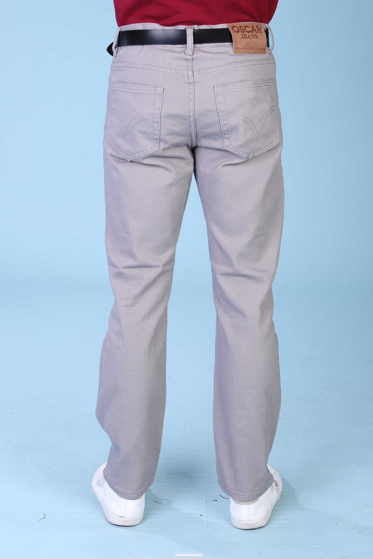 Oscar Jeans CA999 twill five-pocket pants in light gray, back view