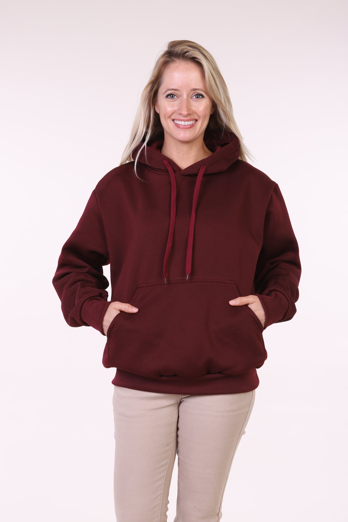 Maxxsel Apparel M2078 unisex fleece pullover hoodie in burgundy