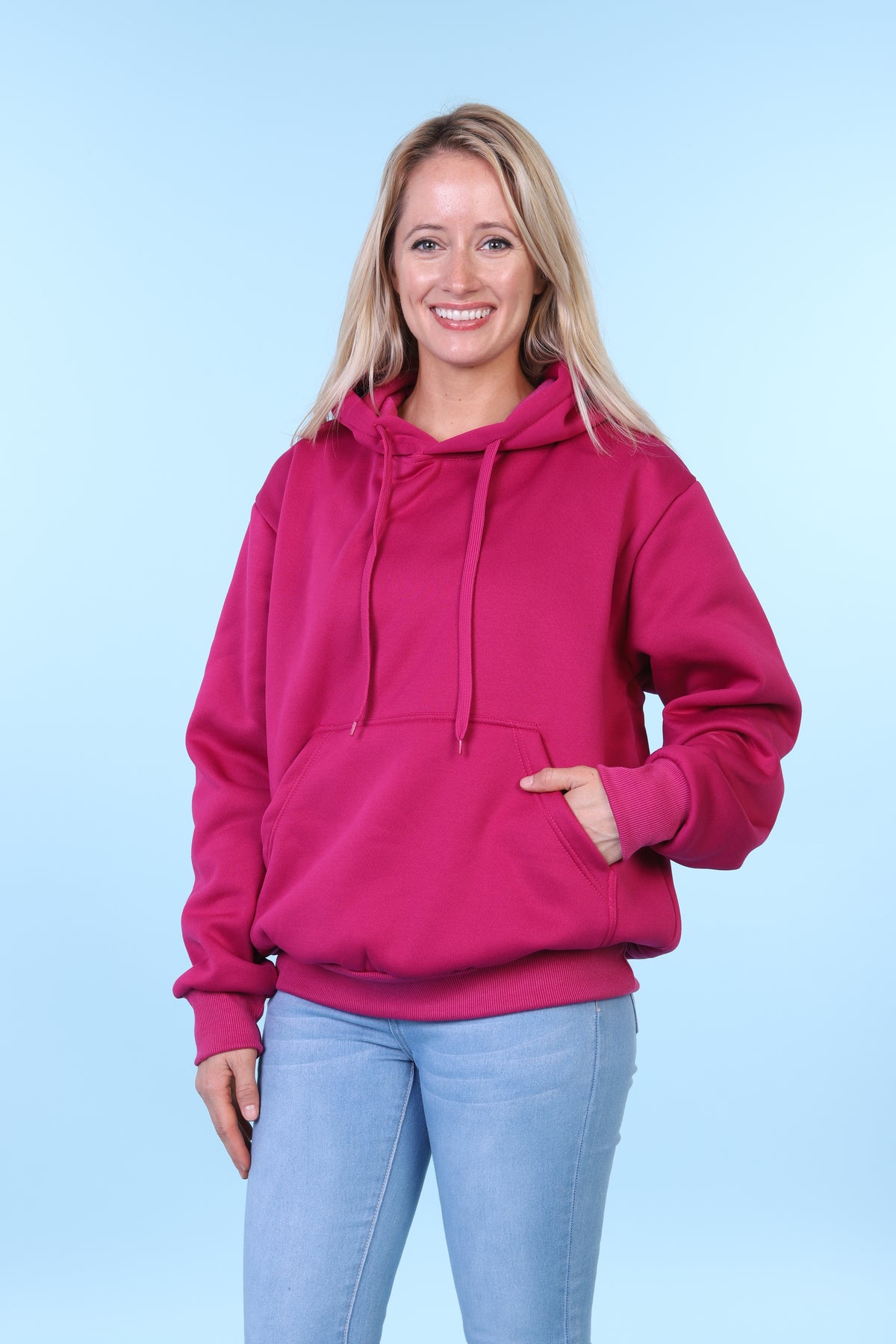 Maxxsel Apparel M2078 unisex fleece pullover hoodie in mulberry pink prepack