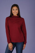 Maxxsel Apparel F3206 women's cotton turtleneck in burgundy prepack