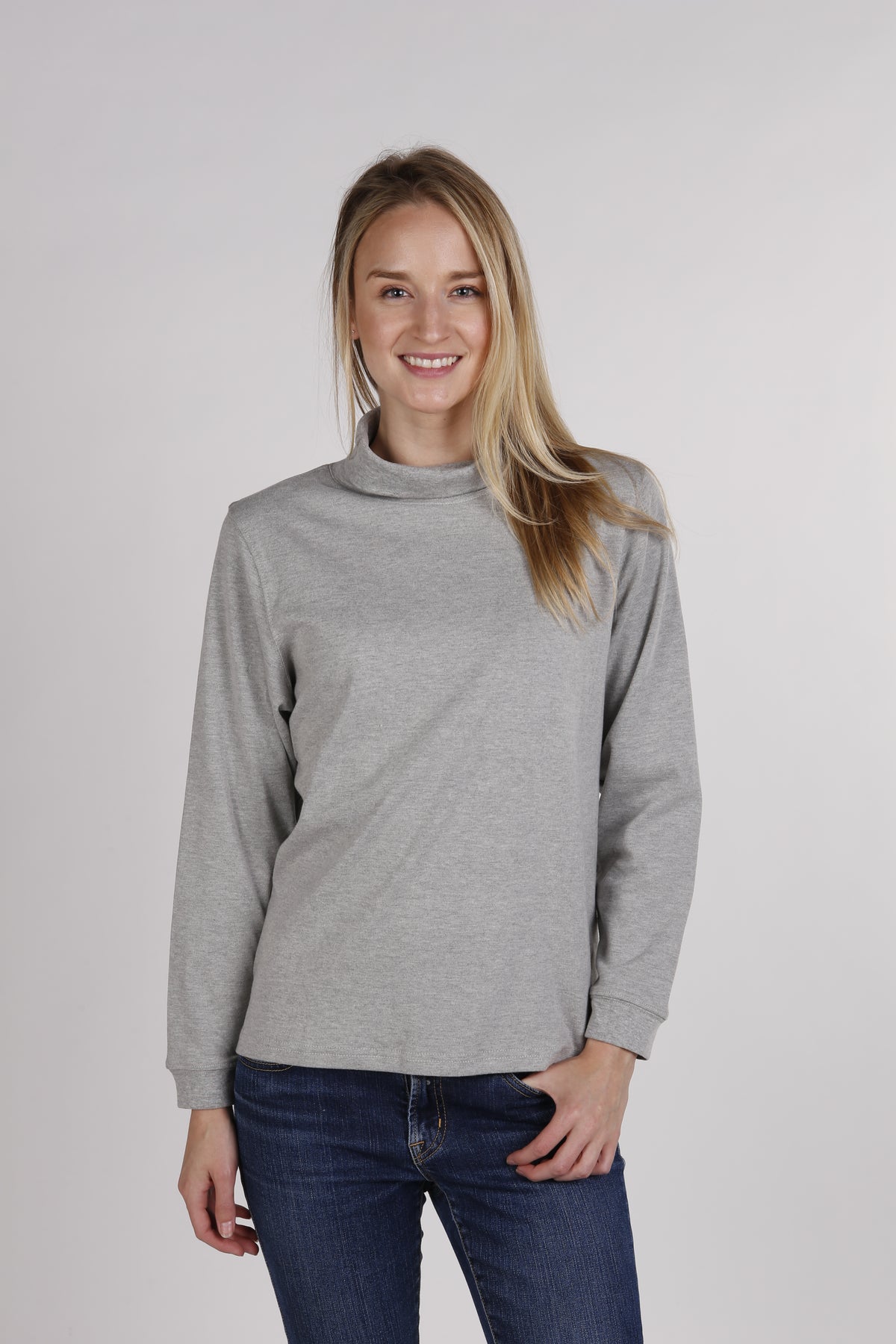 Maxxsel Apparel F3206 women's cotton turtleneck in heather gray prepack